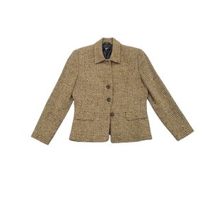 Vintage 70s Style Mustard Brown Tweed Wool Blazer Size 4